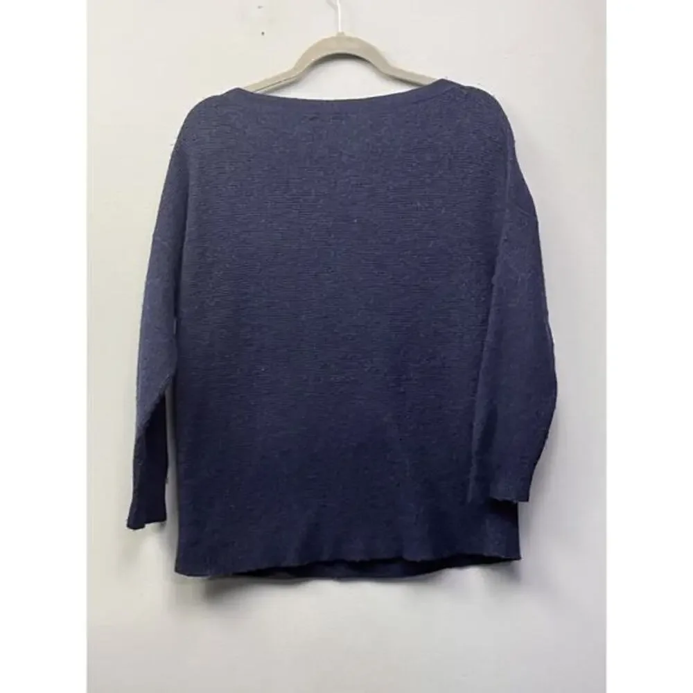 J Crew Sweater Womens Small Pullover Boat Neck‎ Blue Wool Preppy Casual